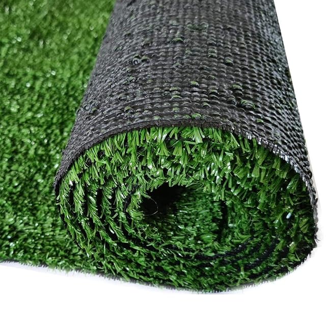 Roll of green artificial grass five metres long