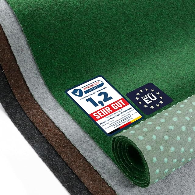 Green needle-felt grass carpet with dimpled backing