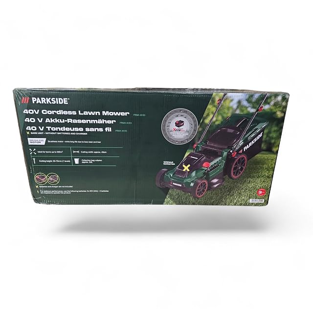 Parkside PRMA 40-Li B3 cordless lawnmower supplied without batteries or charger