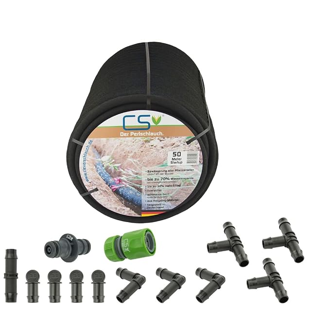 Fifty metre soaker hose starter set with accessory kit