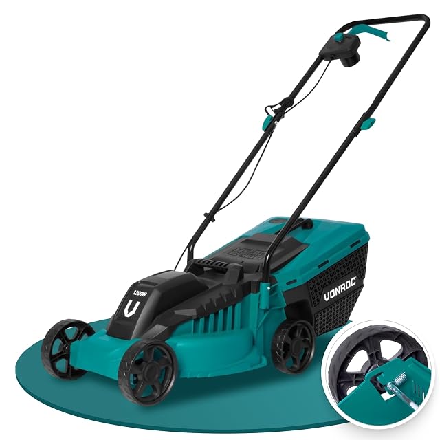 VONROC LM500 corded electric lawnmower with a 32 cm deck and a 30-litre grass box