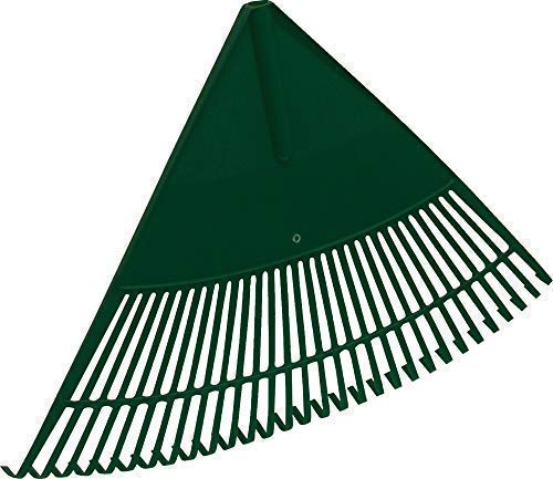 Wide green plastic leaf rake head with thirty tines
