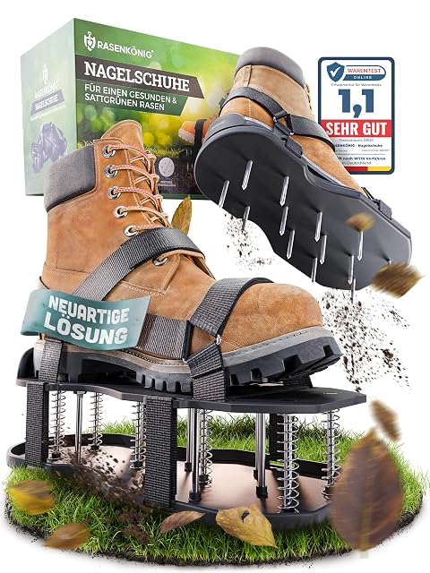 Pre-assembled spiked lawn aerator shoes with hook-and-loop straps
