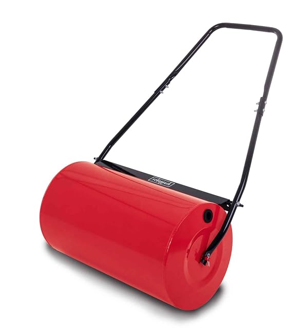 Scheppach HGW46 red steel lawn roller with handle