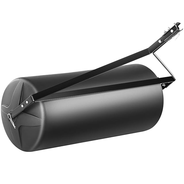 VEVOR tow-behind lawn roller with polyethylene drum and steel frame