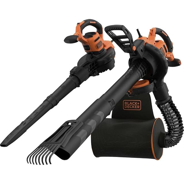 BLACK+DECKER BEBLV301 corded blower vacuum with a 72-litre backpack collection bag