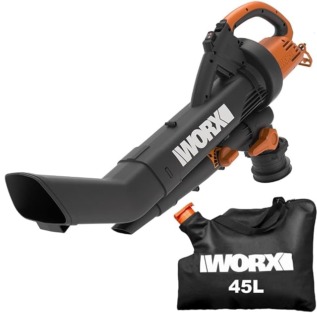 WORX WG505E Trivac corded leaf blower, vacuum and mulcher with a 45-litre bag