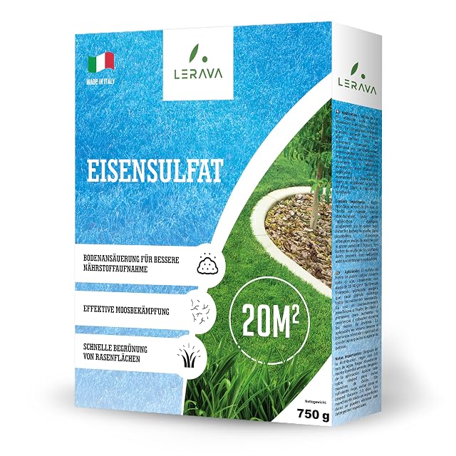 Iron sulphate lawn fertiliser and moss treatment