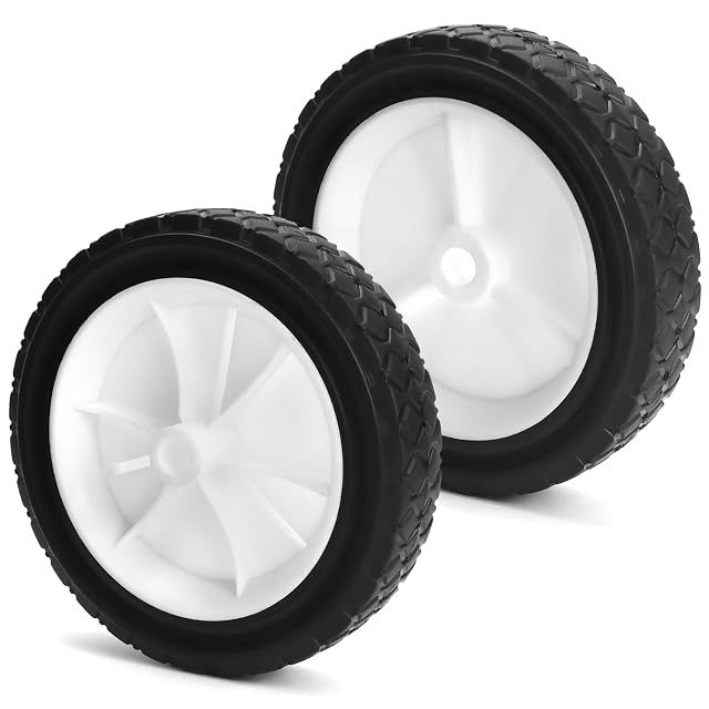 Pair of 175 mm rubber mower wheels with diamond tread