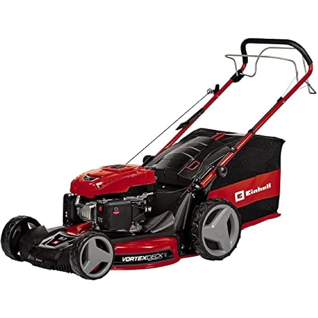 Einhell GC-PM 56/2 S HW petrol lawnmower with a one-piece metal deck and an 80-litre grass box