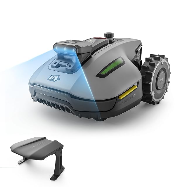 MAMMOTION YUKA mini 2 500 robot lawnmower with three cameras and a removable battery