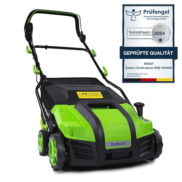 BRAST electric scarifier with a 40 cm working width and a 55-litre collection bag