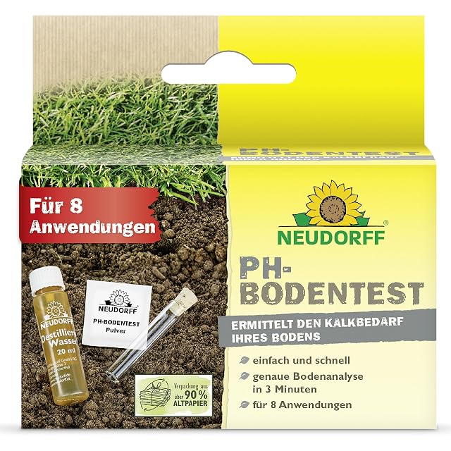 Chemical pH soil test kit with tube, powder and colour scale