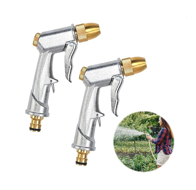 Two aluminium alloy garden hose spray guns