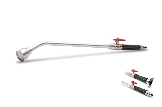Aluminium watering lance with perforated rose head and brass ball valve