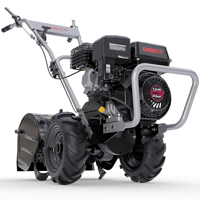 ONBEST petrol tiller with a 48 cm working width and twelve blades